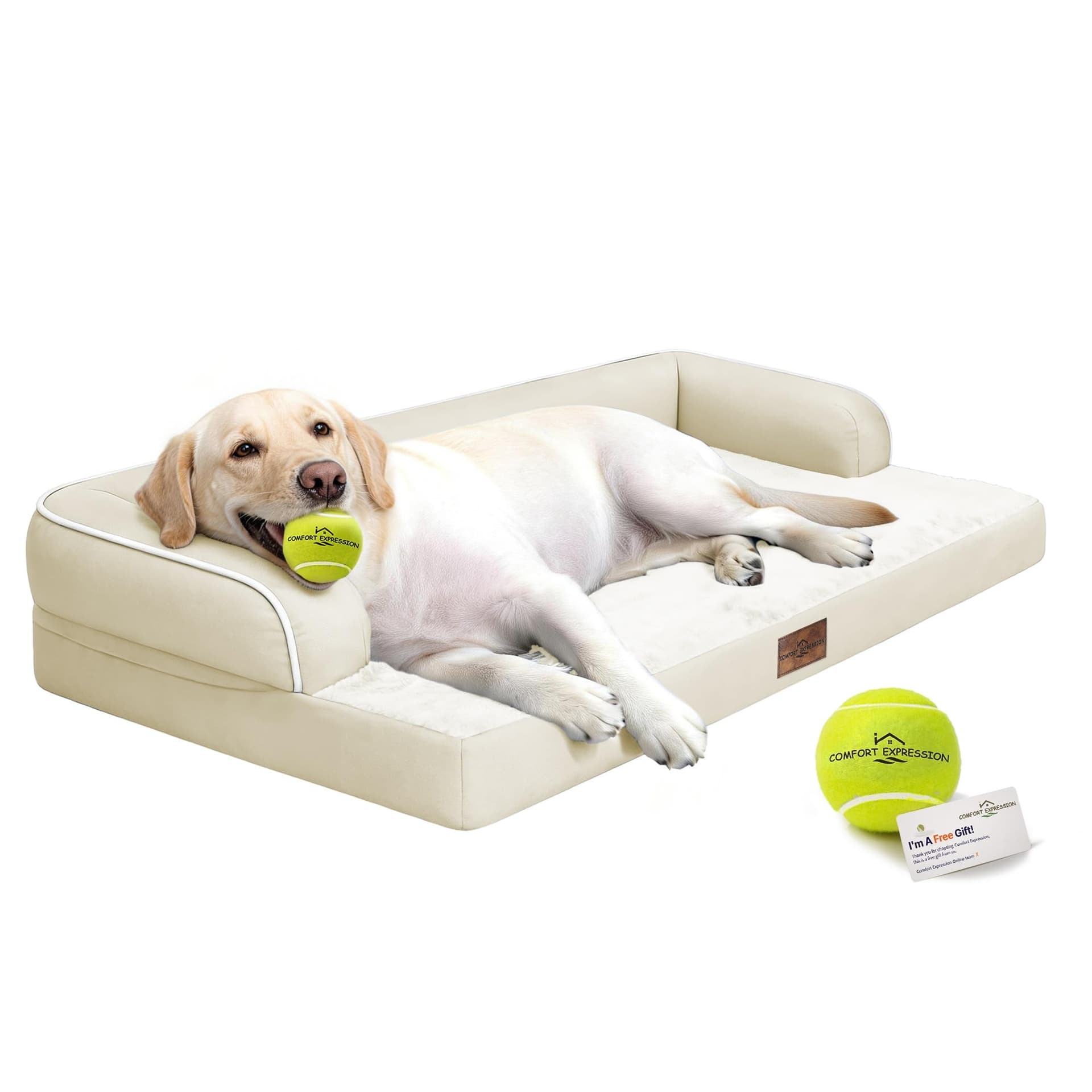 Comfort Expression Washable Orthopedic Large Sized Dogs - Huge Large Dog Bed with Removable & Waterproof Cover Soft Pet Couch with Foam Support for Big Size Dogs with Bolster, 45x35