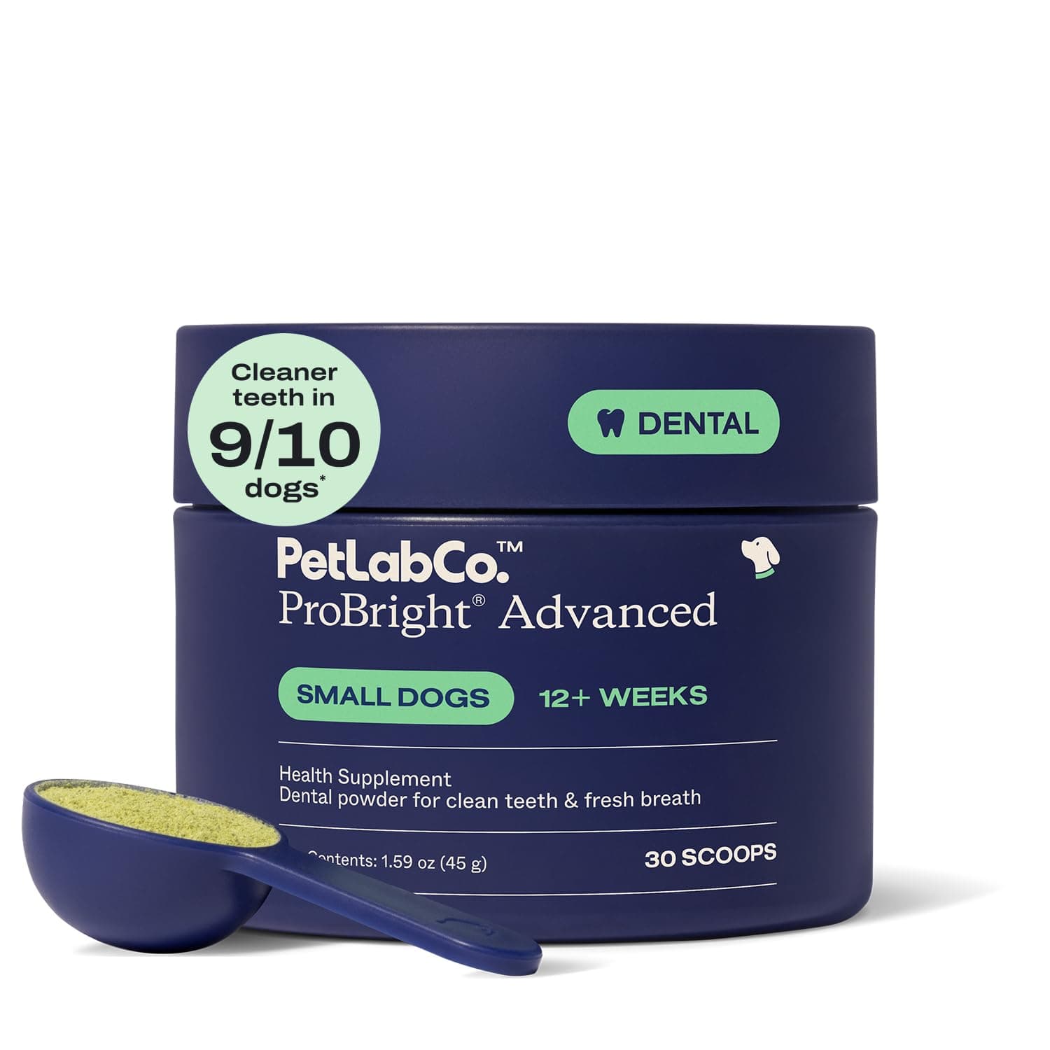 PetLab Co. ProBright Advanced Dental Powder - Dog Breath Freshener - Teeth Cleaning Made Easy – Targets Tartar & Bad Breath - Packaging May Vary - Formulated for Small Dogs