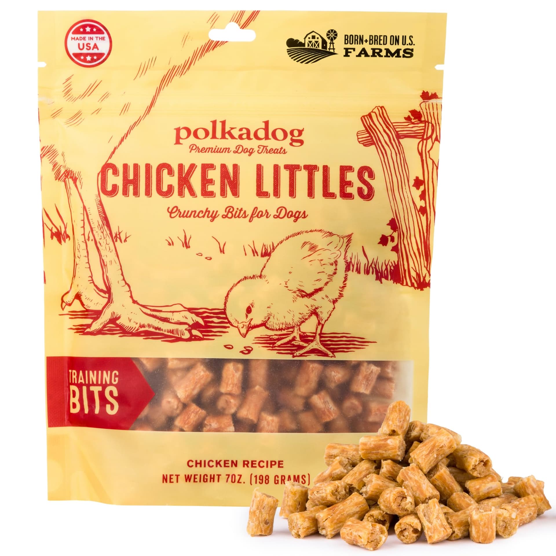 Polkadog Chicken Littles Crunchy Training Bits – All Natural, Limited Ingredient Healthy Training Treats for Dogs. Handcrafted & Made in USA. Great for Dogs with Allergies or Sensitive Stomachs – 7oz
