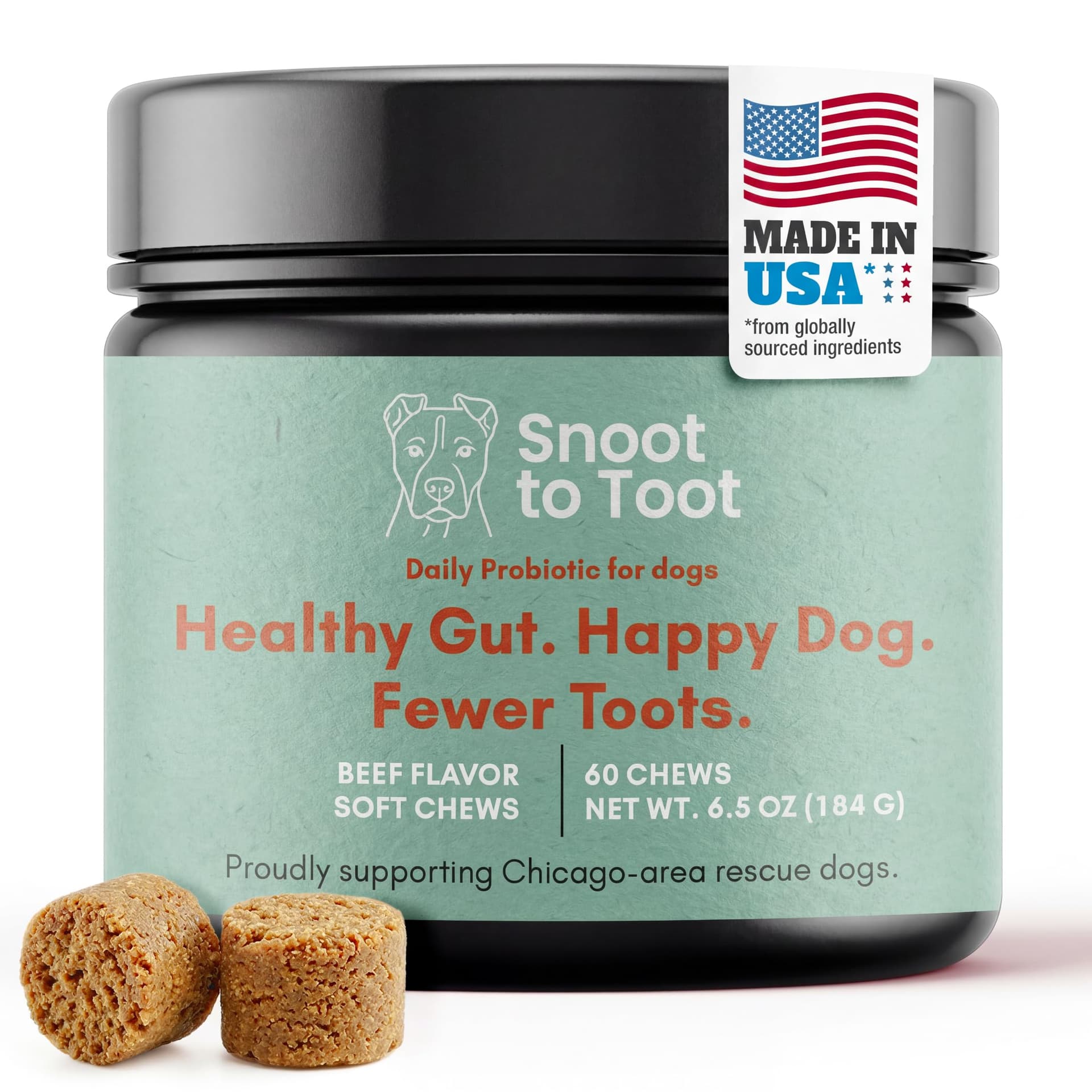 Probiotics for Dogs with Prebiotics, Digestive Enzymes, Pumpkin Fiber & Colostrum, Daily Supplement for Gut Health & Diarrhea Support, 60 Beef Flavoured Soft Chews